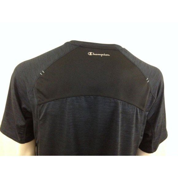 Champion Men's Heather Blue Crew Neck Polyester Short Sleeve Athletic Shirt Sz L - Picture 4 of 6